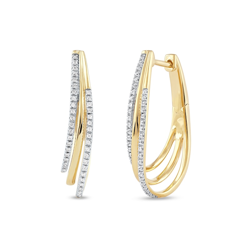0.25 CT. T.W. Diamond Triple Layer Oval Hoop Earrings in 10K Gold