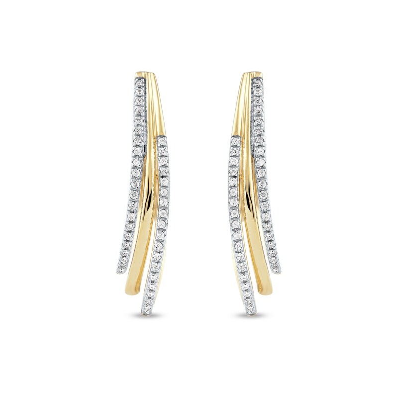 0.25 CT. T.W. Diamond Triple Layer Oval Hoop Earrings in 10K Gold