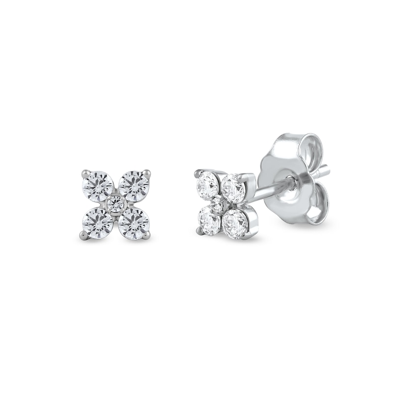 0.25 CT. T.W. Diamond Four-Point Flower Stud Earrings in 10K White Gold|Peoples Jewellers