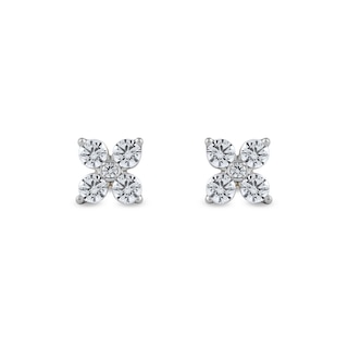 0.25 CT. T.W. Diamond Four-Point Flower Stud Earrings in 10K White Gold