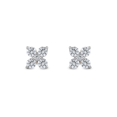 0.25 CT. T.W. Diamond Four-Point Flower Stud Earrings in 10K White Gold