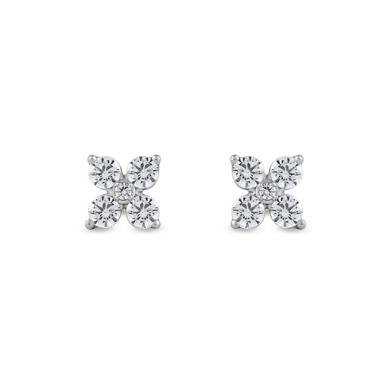 0.25 CT. T.W. Diamond Four-Point Flower Stud Earrings in 10K White Gold