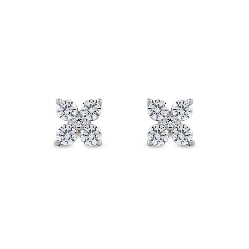 0.25 CT. T.W. Diamond Four-Point Flower Stud Earrings in 10K White Gold