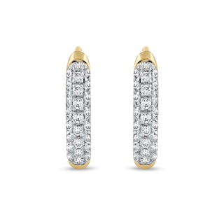 0.15 CT. T.W. Diamond Triple Row Hoop Earrings in 10K Gold