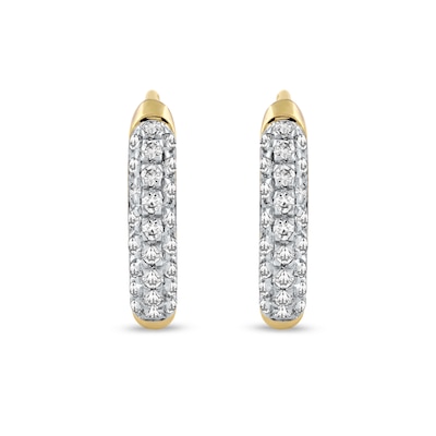 0.15 CT. T.W. Diamond Triple Row Hoop Earrings in 10K Gold