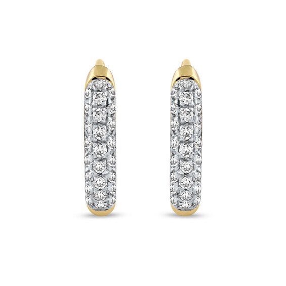 0.15 CT. T.W. Diamond Triple Row Hoop Earrings in 10K Gold