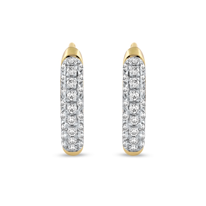 0.15 CT. T.W. Diamond Triple Row Hoop Earrings in 10K Gold
