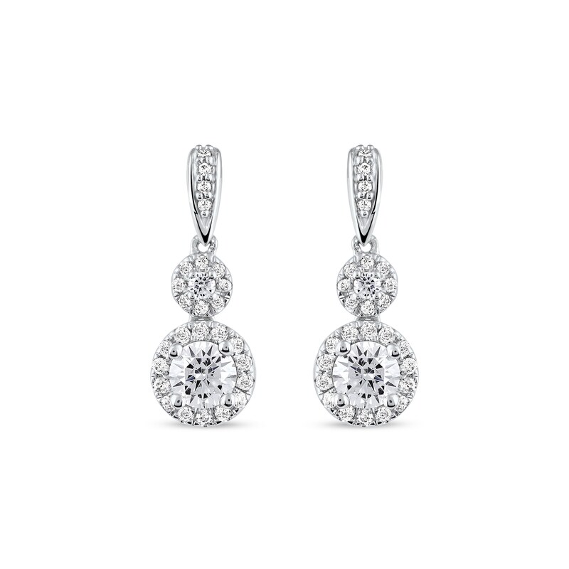 0.75 CT. T.W. Diamond Double Circle Frame Drop Earrings in 10K Gold