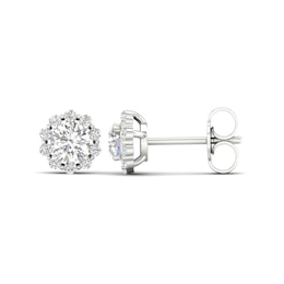 0.62 CT. T.W. Diamond Flower Frame Stud Earrings in 10K White Gold