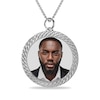 Thumbnail Image 1 of Engravable Photo Cuban Curb Chain Frame Circle Pendant in Sterling Silver (1 Image and 4 Lines) - 22"