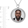 Thumbnail Image 4 of Engravable Photo Cuban Curb Chain Frame Circle Pendant in Sterling Silver (1 Image and 4 Lines) - 22"
