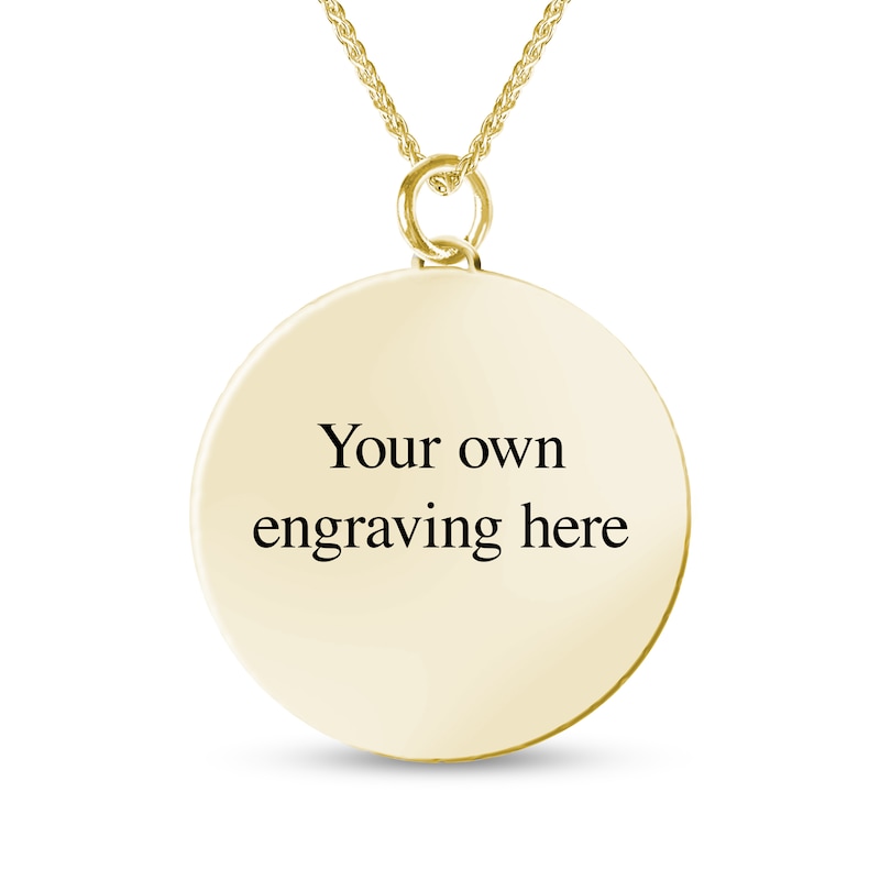 Main Image 3 of Engravable Photo Cuban Chain Frame Circle Pendant in 10K White or Yellow Gold (1 Image and 4 Lines) - 22"