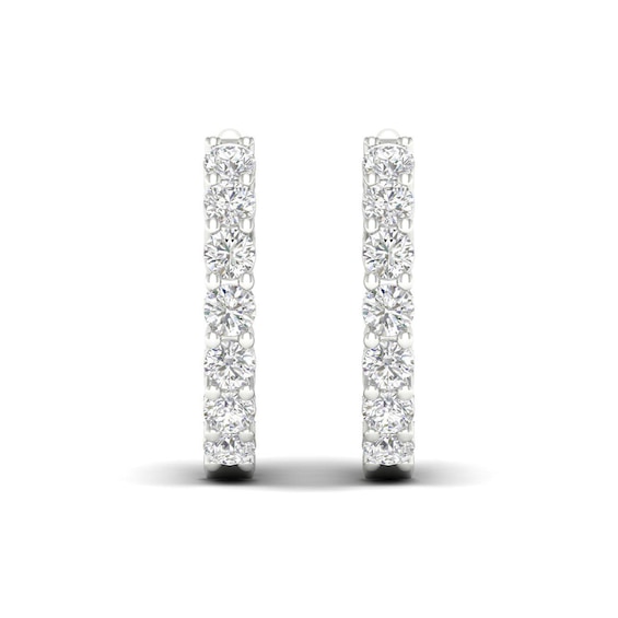 1.00 CT. T.W. Diamond Inside-Out Hoop Earrings in 10K Gold