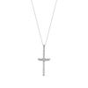 Thumbnail Image 1 of 0.10 CT. T.W. Diamond Flower and Leaves Cross Pendant in Sterling Silver