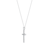 Thumbnail Image 2 of 0.10 CT. T.W. Diamond Flower and Leaves Cross Pendant in Sterling Silver