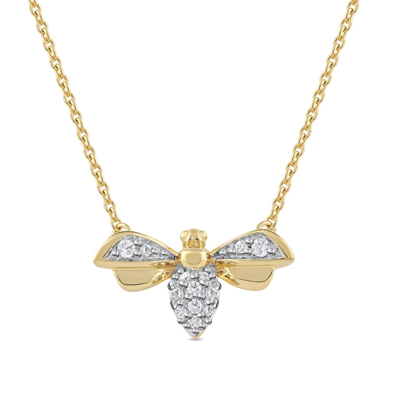 Main Image 1 of 0.08 CT. T.W. Diamond Bumblebee Necklace in Sterling Silver with 14K Gold Plate