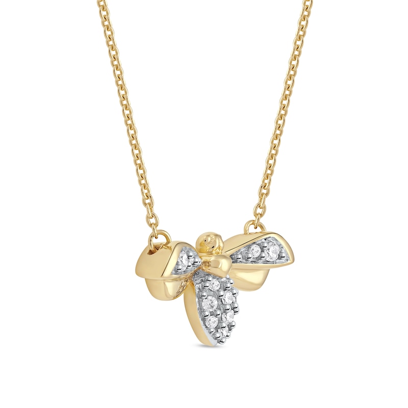 Main Image 2 of 0.08 CT. T.W. Diamond Bumblebee Necklace in Sterling Silver with 14K Gold Plate