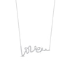 Thumbnail Image 1 of 0.05 CT. T.W. Diamond "Love" Cursive Curly Script Necklace in Sterling Silver