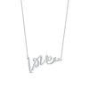 Thumbnail Image 1 of 0.05 CT. T.W. Diamond "Love" Cursive Curly Script Necklace in Sterling Silver