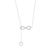 0.13 CT. T.W. Diamond Infinity Heart Lariat-Style Necklace in Sterling Silver - 19"