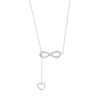 Thumbnail Image 0 of 0.13 CT. T.W. Diamond Infinity Heart Lariat-Style Necklace in Sterling Silver - 19"