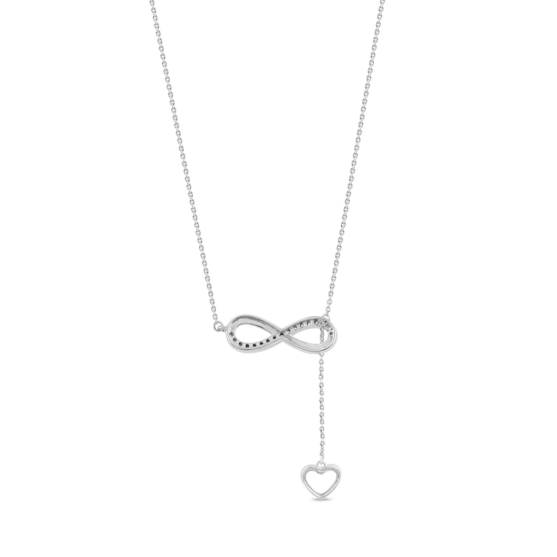 Main Image 3 of 0.13 CT. T.W. Diamond Infinity Heart Lariat-Style Necklace in Sterling Silver - 19"
