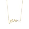 Thumbnail Image 1 of 0.05 CT. T.W. Diamond "Love" Cursive Curly Script Necklace in Sterling Silver with 14K Gold Plate