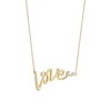 Thumbnail Image 2 of 0.05 CT. T.W. Diamond "Love" Cursive Curly Script Necklace in Sterling Silver with 14K Gold Plate
