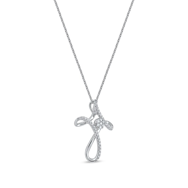 0.25 CT. T.W. Multi-Diamond Looped Cross Pendant in 10K Gold|Peoples Jewellers