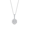 Thumbnail Image 1 of 0.16 CT. T.W. Diamond Flower Frame Pendant in 10K White Gold