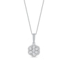 Thumbnail Image 0 of 0.16 CT. T.W. Diamond Flower Frame Pendant in 10K White Gold