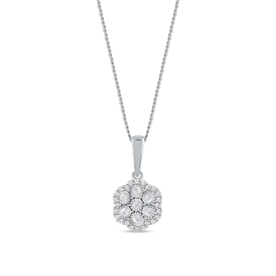 0.16 CT. T.W. Diamond Flower Frame Pendant in 10K Gold