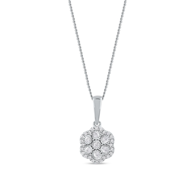 0.16 CT. T.W. Diamond Flower Frame Pendant in 10K Gold