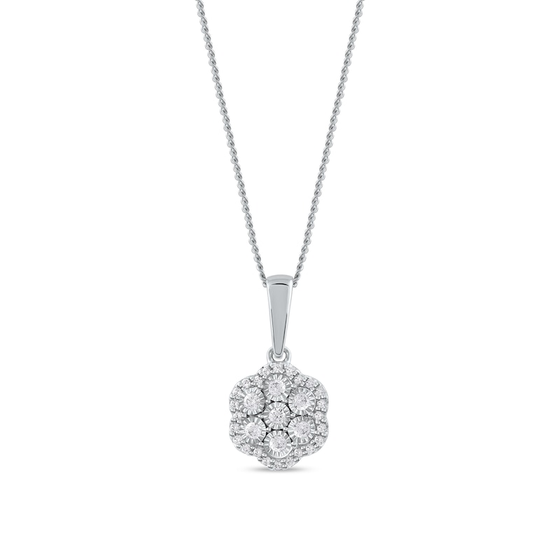 0.16 CT. T.W. Diamond Flower Frame Pendant in 10K White Gold