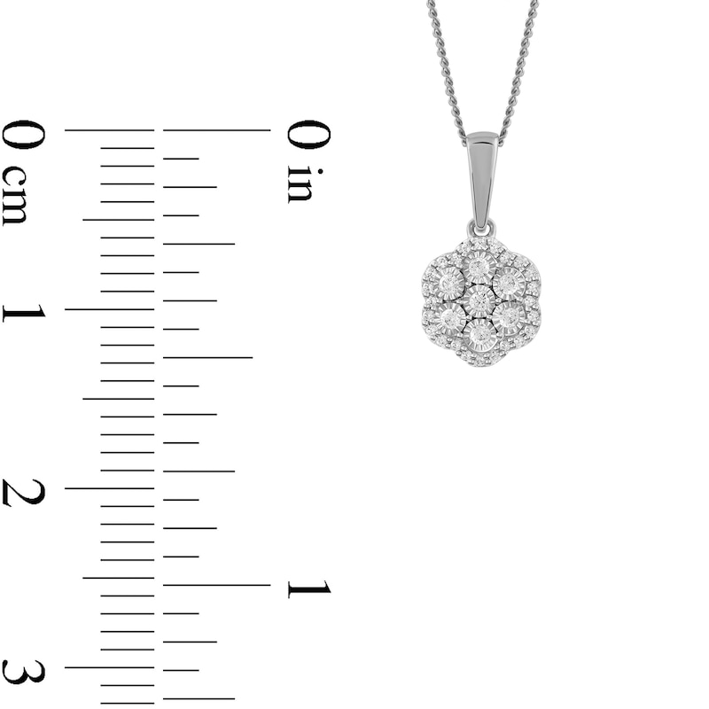 0.16 CT. T.W. Diamond Flower Frame Pendant in 10K White Gold