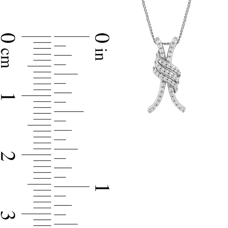 0.20 CT. T.W. Diamond Wave Crossover Pendant in 10K Gold