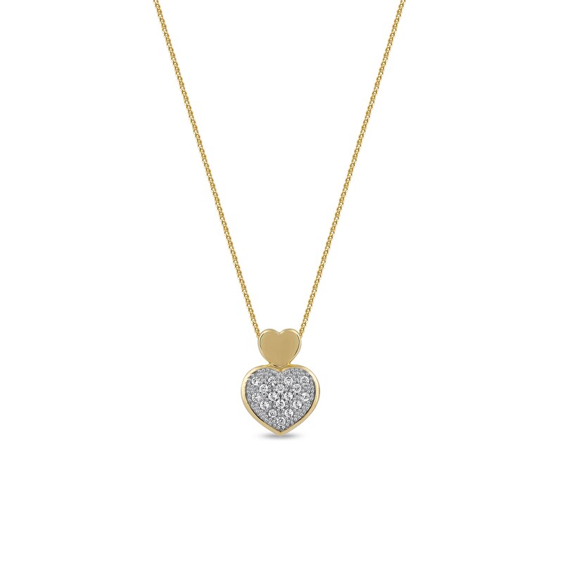 Main Image 1 of 0.05 CT. T.W. Diamond Big and Little Heart Stacked Pendant in 10K Gold