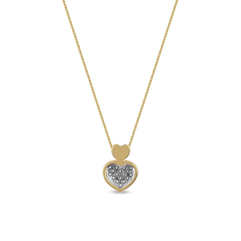 Main Image 3 of 0.05 CT. T.W. Diamond Big and Little Heart Stacked Pendant in 10K Gold