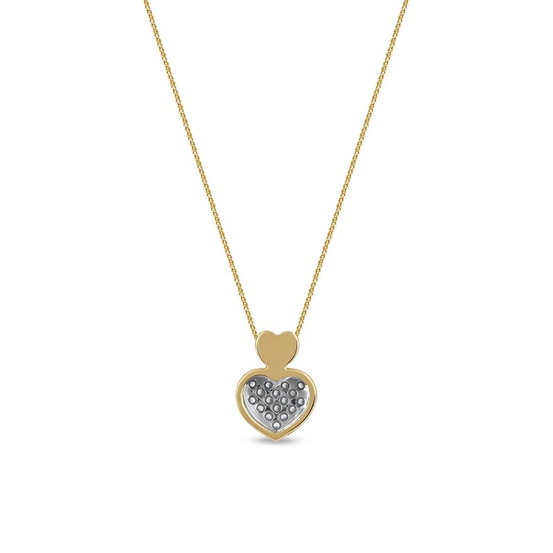 0.05 CT. T.W. Diamond Big and Little Heart Stacked Pendant in 10K Gold