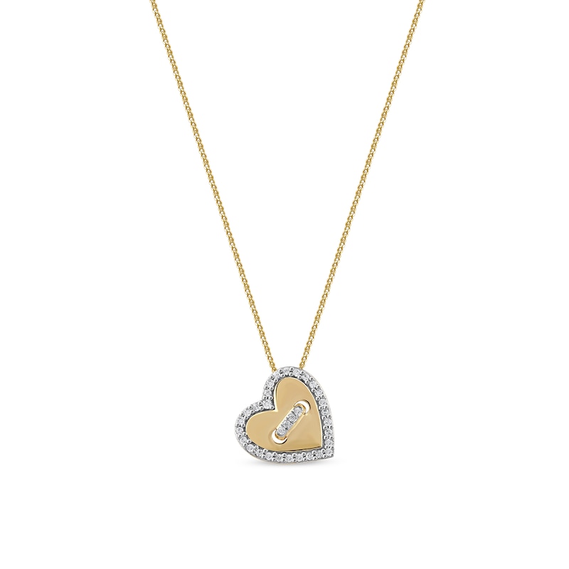 0.10 CT. T.W. Diamond Tilted Button Heart Pendant in 10K Gold