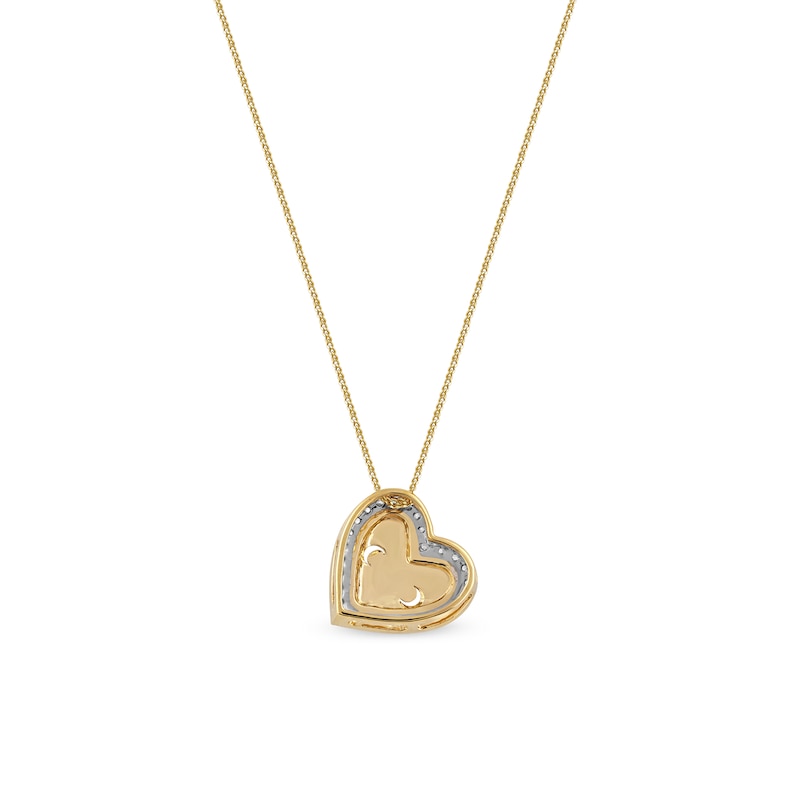 0.10 CT. T.W. Diamond Tilted Button Heart Pendant in 10K Gold