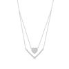 Thumbnail Image 1 of 0.33 C.T. T.W. Diamond Heart and Chevron Double Strand Necklace in 10K White Gold