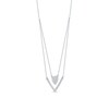 Thumbnail Image 2 of 0.33 C.T. T.W. Diamond Heart and Chevron Double Strand Necklace in 10K White Gold