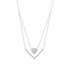 Thumbnail Image 3 of 0.33 C.T. T.W. Diamond Heart and Chevron Double Strand Necklace in 10K White Gold