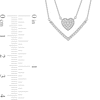 Thumbnail Image 4 of 0.33 C.T. T.W. Diamond Heart and Chevron Double Strand Necklace in 10K White Gold