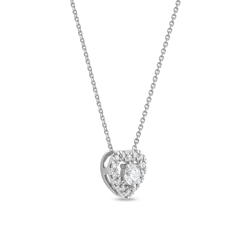 0.40 CT. T.W. Diamond Interior Stone Heart Frame Pendant in 10K White Gold