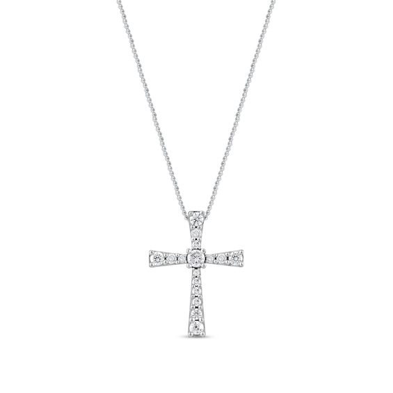 0.33 CT. T.W. Diamond Graduated Cross Pendant in 10K Gold