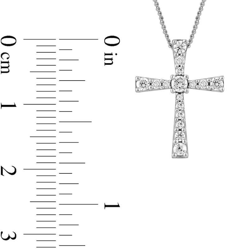Main Image 4 of 0.33 CT. T.W. Diamond Graduated Cross Pendant in 10K White Gold