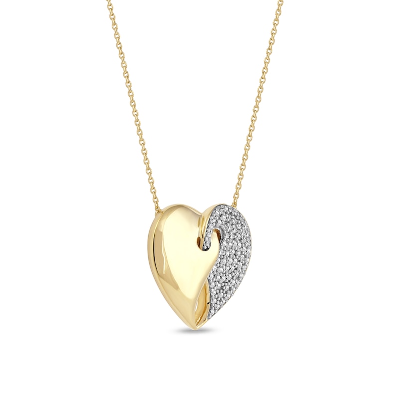 0.33 CT. T.W. Diamond Interlocked Two Halves of One Heart Pendant in 10K Gold
