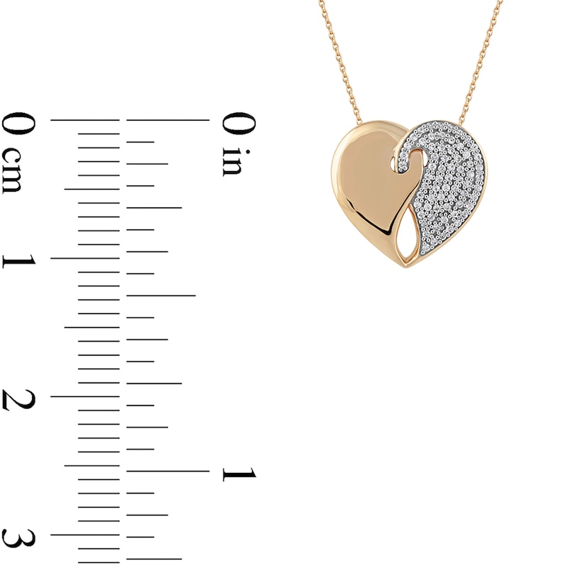 0.33 CT. T.W. Diamond Interlocked Two Halves of One Heart Pendant in 10K Gold